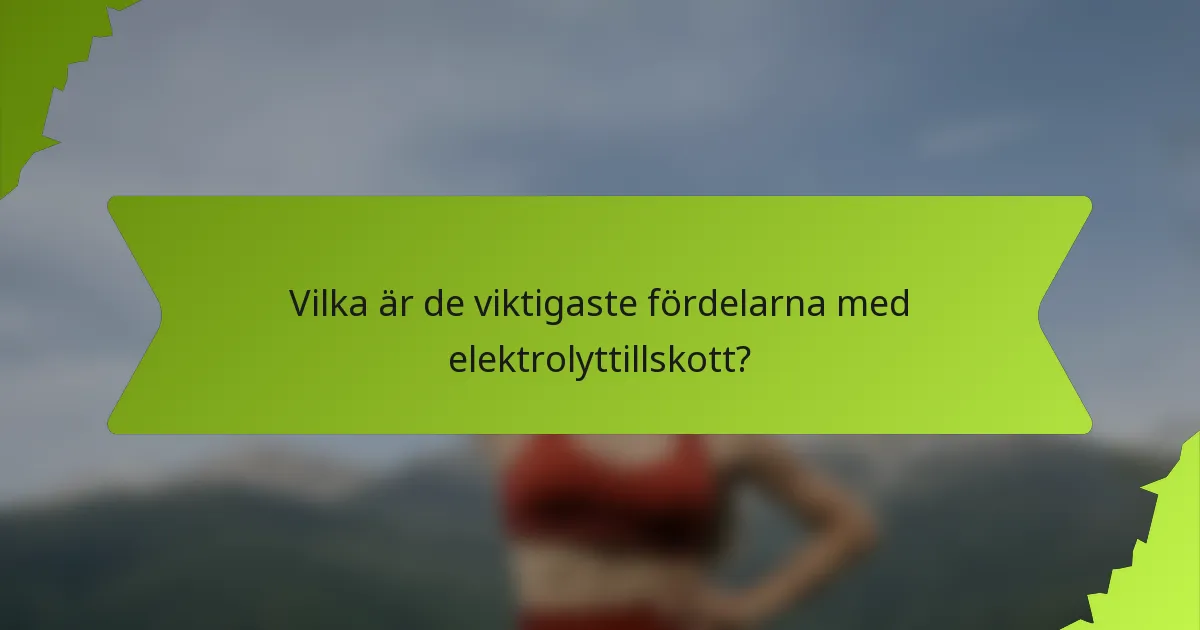 Vilka är de viktigaste fördelarna med elektrolyttillskott?